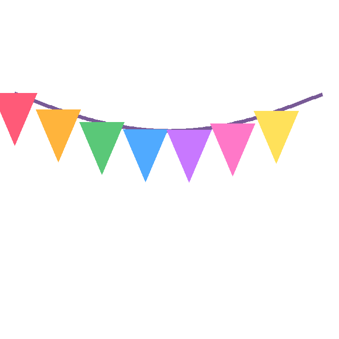 Free happy birthday bunting clipart PNG with transparent background