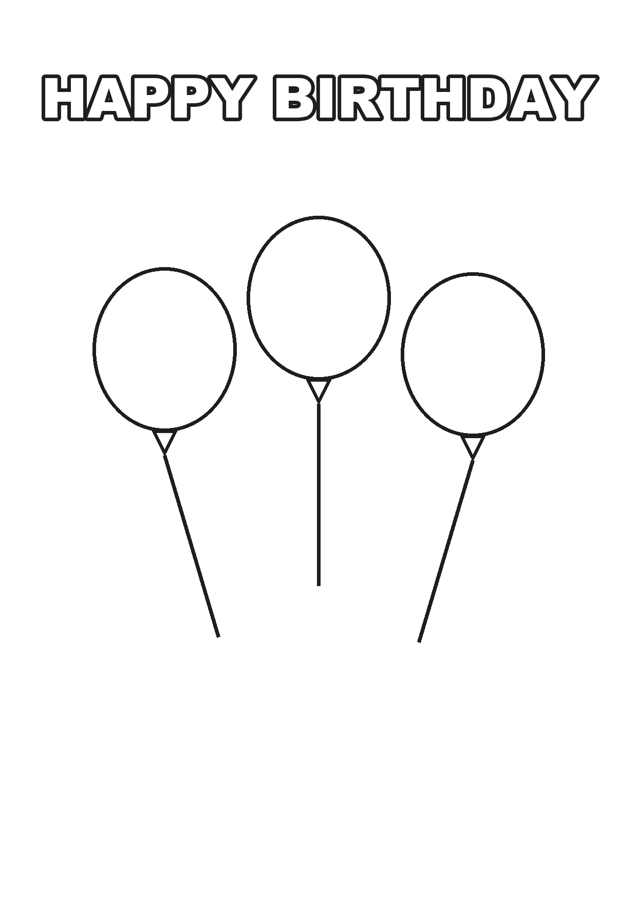 Printable happy birthday balloons coloring page