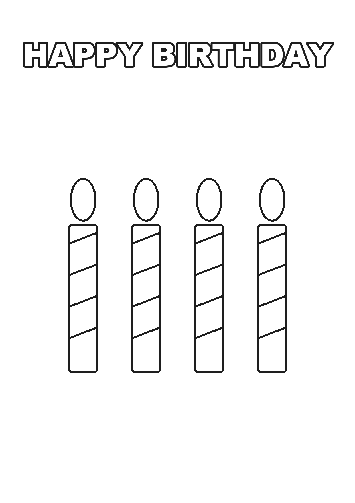 Printable happy birthday candles coloring page